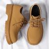 Derby Shoes Men's Spring Low-top Big Yellow Boots Round Head Big Head Shoes Black Tooling Shoes Platform Casual Leather Shoes