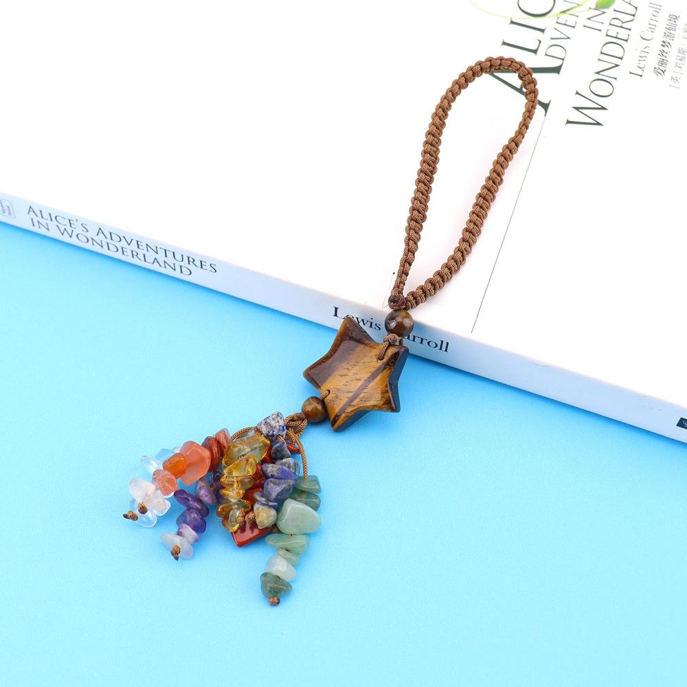Natural Stone Crystal Hand-Woven Star Bag Accessories Mobile Phone Keychain Bag Pendant Car Pendant G79