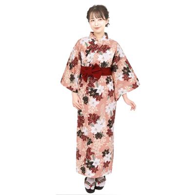 [Fuuka] Ryokan Yukata and Obi Set (2 Pieces) - Linen Yukata for Women, Plus Sizes Available, Suitable for Business Use, Sleepwear, Hot Springs,