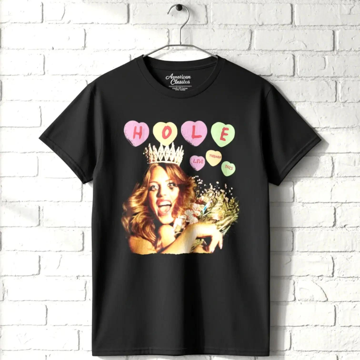 Hole Live Through This Love Hearts Men s T Shirt M