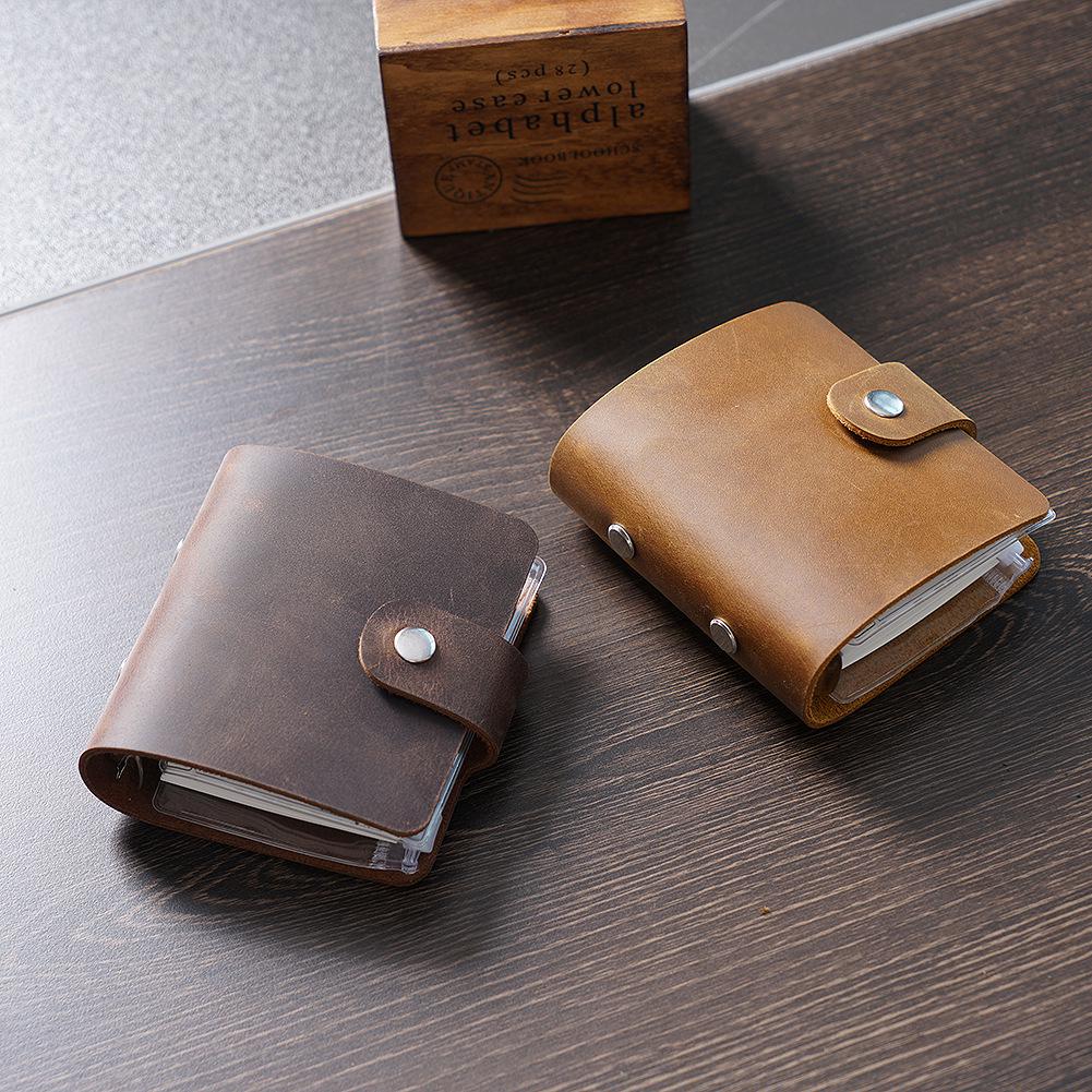 Kreuz Vintage Crazy Horse Leder A9 Drei-Ring Mini-Planer-Abdeckung Rindsleder Notizbuch Tagebuch