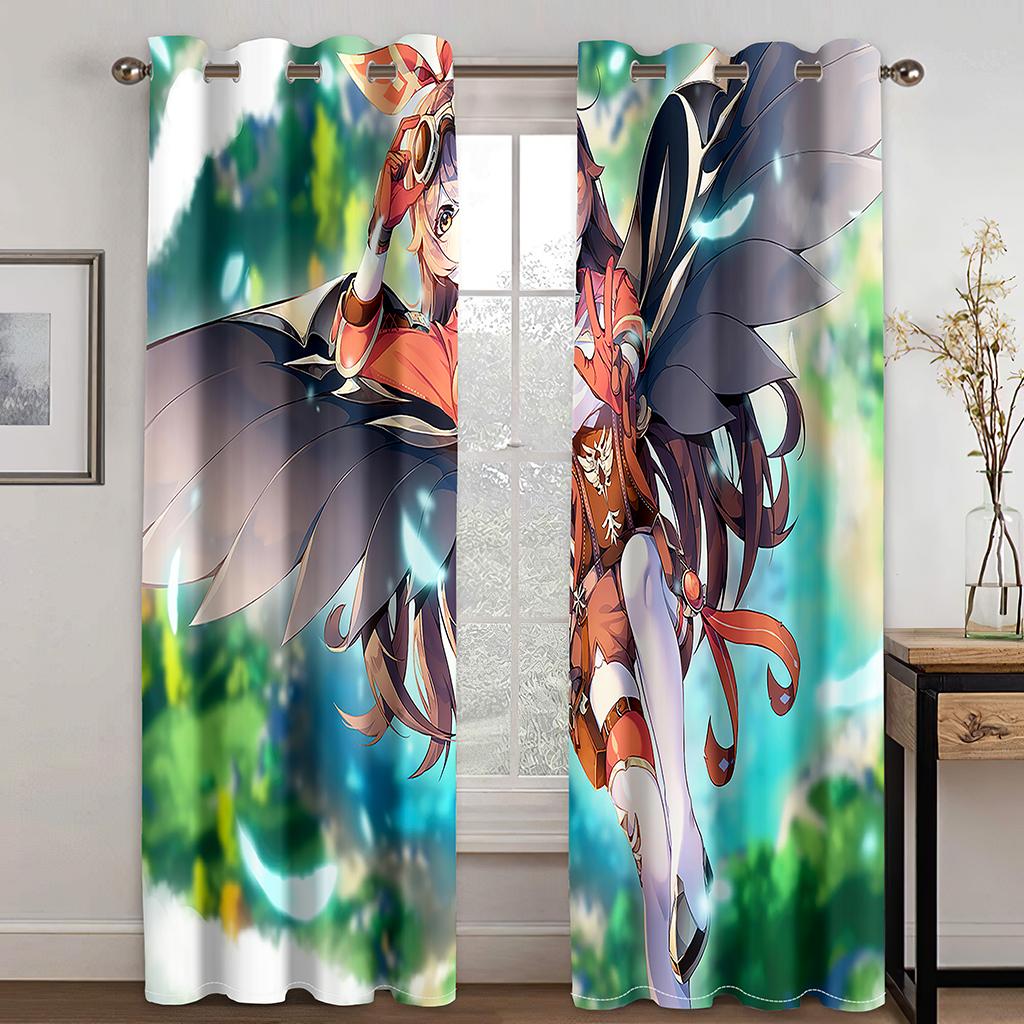 3DCartoon Game Character Beauty Curtains 2 Panel Kids Favorite Anime Curtains Boys Girls Room Bedroom Living Room Decor Curtains