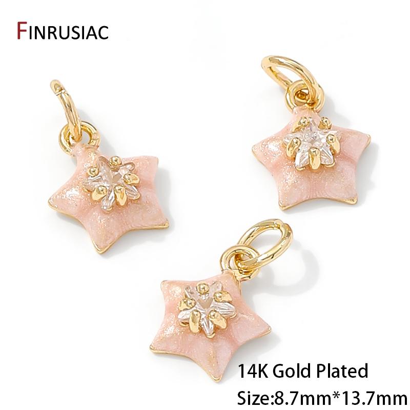 14K Gold Plated Brass Zircon Enamel Star Charms Pendants for Jewelry Making Earrings Necklaces Bracelets DIY Crafts Accessories