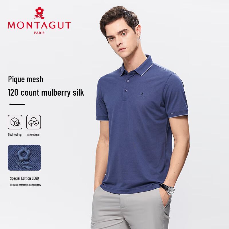 

MONTAGUT Men s Summer Mulberry Silk Blend Cool-Touch Polo Shirt Gift Set M