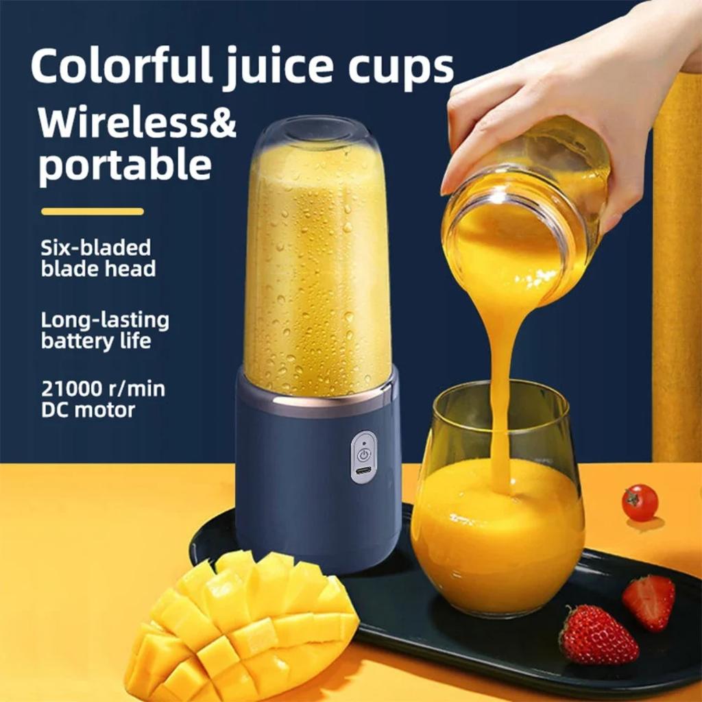 JOYBLISS Electric Juicer Cup with 2 Cups For Travel Portable Juicer Mixer Usb Charge Fresh Fruit Juice Personal Blender Smoothie