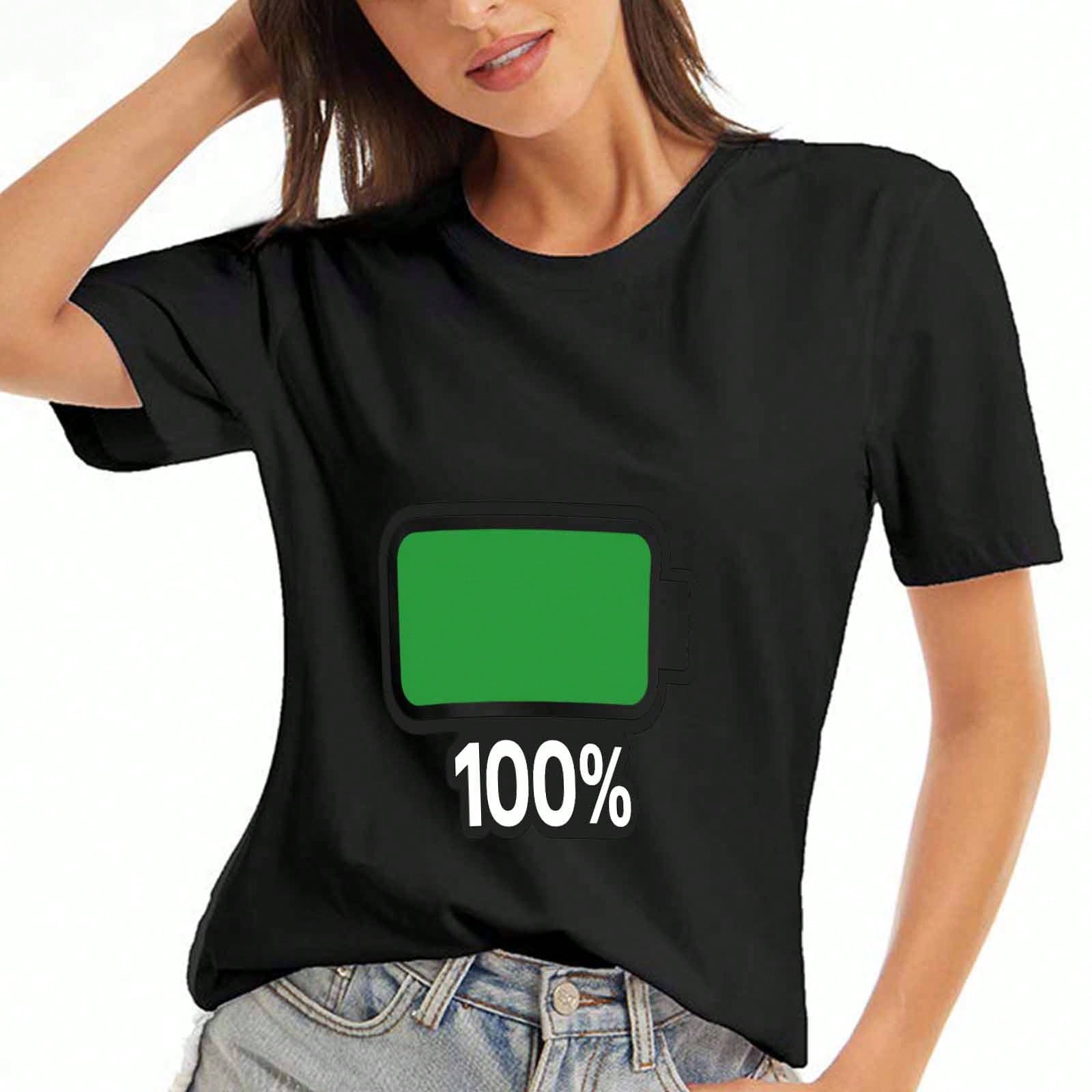 Battery 100 Percent unisex Cotton T Shirt, Premium Cotton Quality Print, Durable, Casual Fashion. Full Charge Mode On, Fashionable And Comfortable,Per S разноцветный