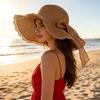 Women's Elegant Woven Straw Sun Hat Is Suitable for Spring, Summer, and Autumn, Offering Sun Protection, Is Foldable, Breathable, Lightweight, and
