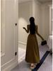 Niche Design Pleated Ribbon A-line Knit Dress – Women's Spring/Autumn Slimming Long Style