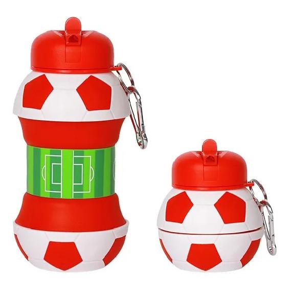 

Foldable Silicone Bottle Football Design With Carabiner Rojo