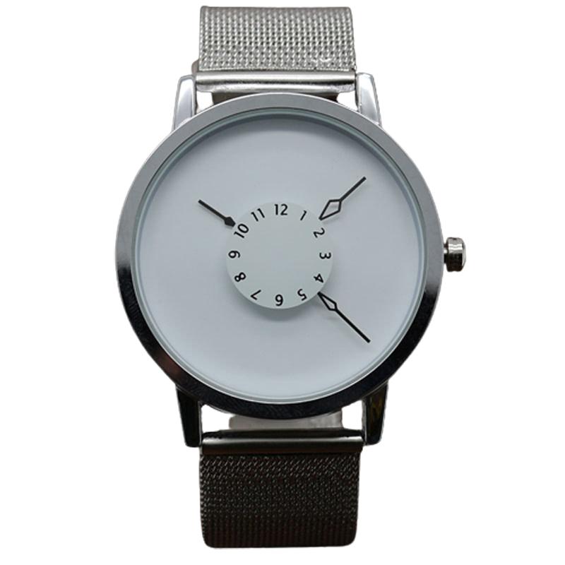 New Fashion Stainless Steel Mesh Band Strap Bracelet Turntable Sports Wrist Watches Gift for Men Women Unisex Brand Dress Colcks