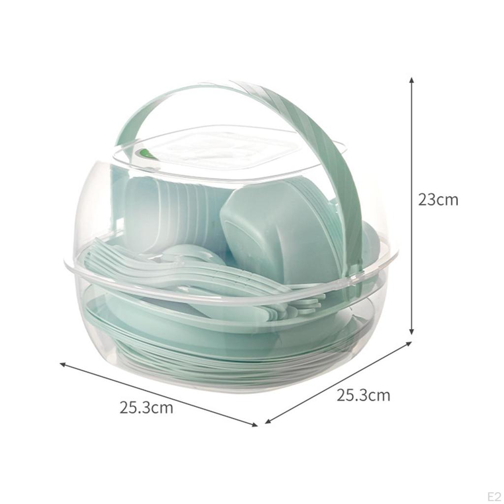 54x Juegos de Vajilla Tazas Set de Cubiertos para Viaje Camping Cena Picnic