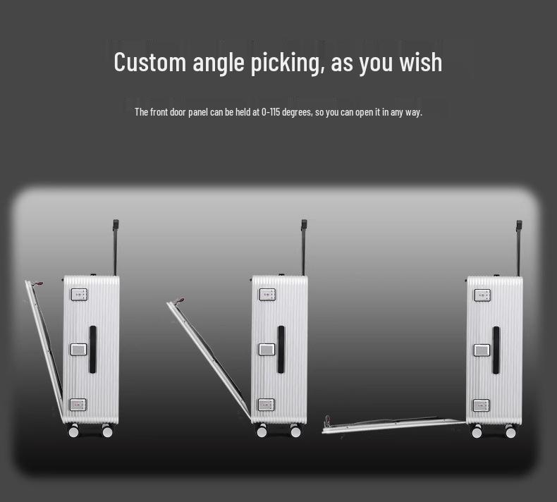 20" Aluminum-Magnesium Alloy Carry-On Suitcase with Front & Side Opening, Metal Pull Rod, and 24" Combination Lock.