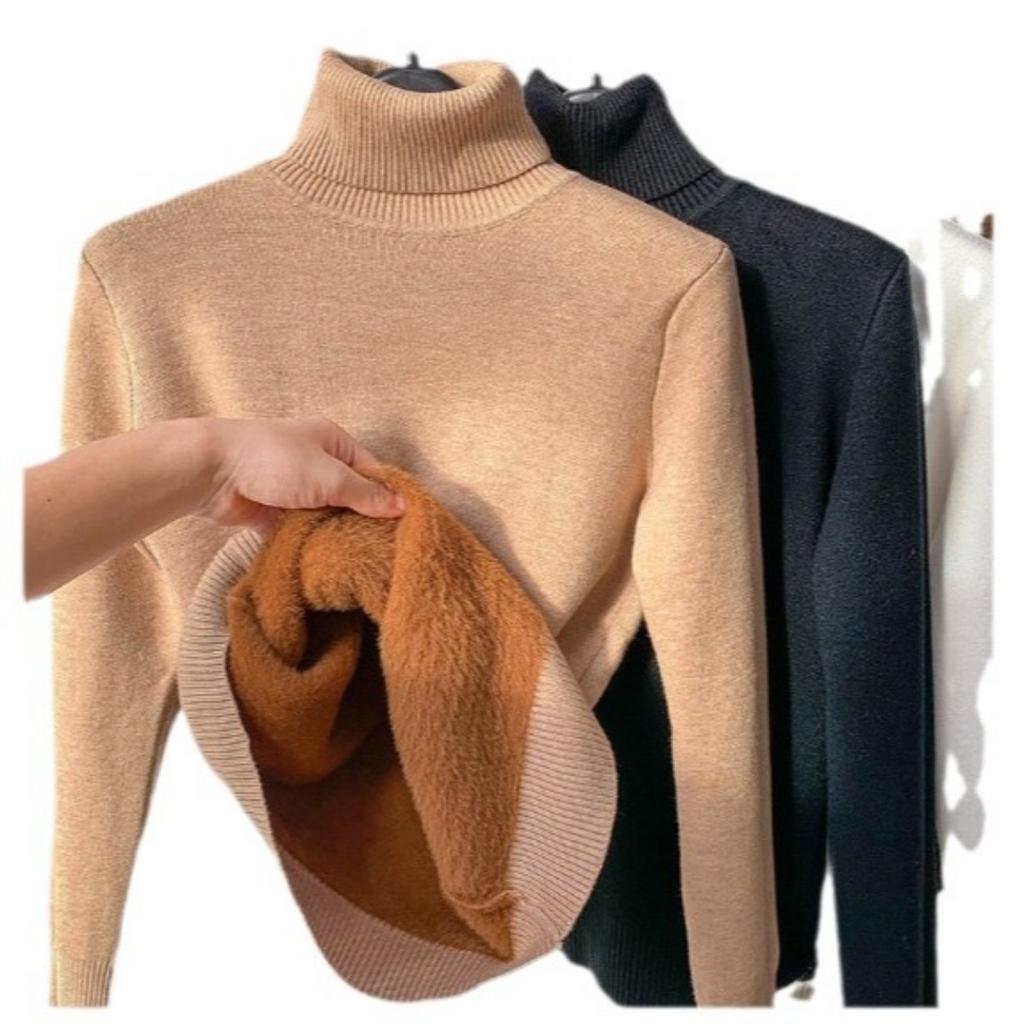 Thickened One-piece Fleece Clothes for Autumn Women, Mink Fleece Warm Top, High Neck Base Shirt for Women