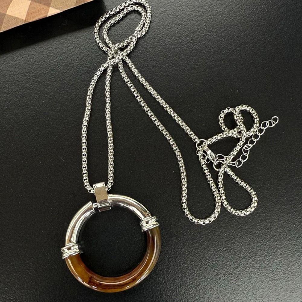 Y2K Lange Kette Edelstahlkette Pulloverkette Bernstein Spleißkette Geburtstagsgeschenk