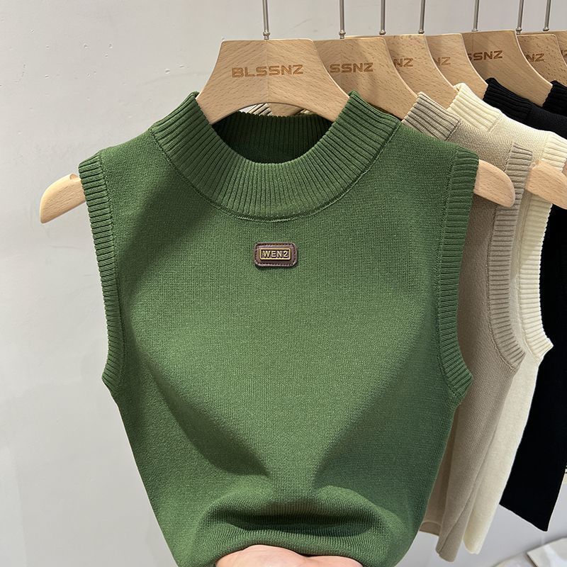 Slim Fitted Turtleneck Knitted Camisole Tank Top Women's Designed Base Layer Inner Wear Sleeveless Top Women's Summer