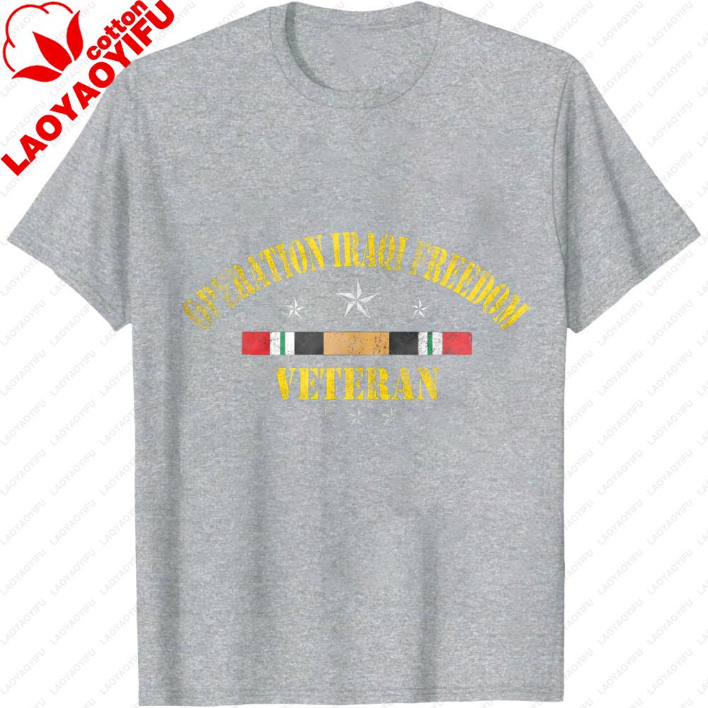OPERATION IRAQI FREEDOM Shirt Veteran Day Patriotic Vintage TShirt Unisex Crewneck Cotton Short Sleeve Retro Design Unisex Tops S