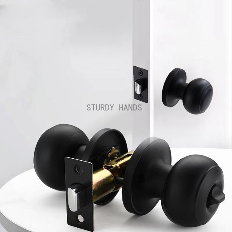 Stainless Steel Spherical Handle Lock Entrance Passage Keyless Door Lock Black Bathroom Door Lock Indoor Hardware Lockset