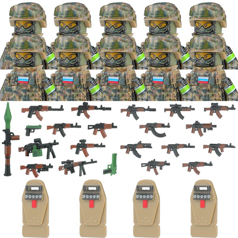Nietoksyczne Żołnierz Wojskowy Rosja Sso Siły Specjalne Klocki Miasto Policja Figurki Wojskowe Komandos Uniform Bojowy Broń Klocki Zabawki