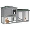 2-Tier Wooden Rabbit Hutch with Asphalt Roof, Pull-Out Tray and Ladder for Outdoor 150x45x85 Cm Grey