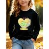 Kids Unisex Crewneck Sweatshirt, 3D Gradient Heart 67 Six Seven Butterfly Bee Star Print Long Sleeve Pullover, Sweatshirts for Boys Girls Ages 4+