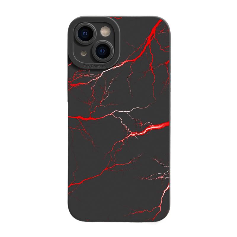 Cool Red Lightning Printed Phone Case For iPhone 16 16E 15 14 13 12 11 Pro Max 7 8 Plus X XR XS Matte Shockproof Silicone Cover