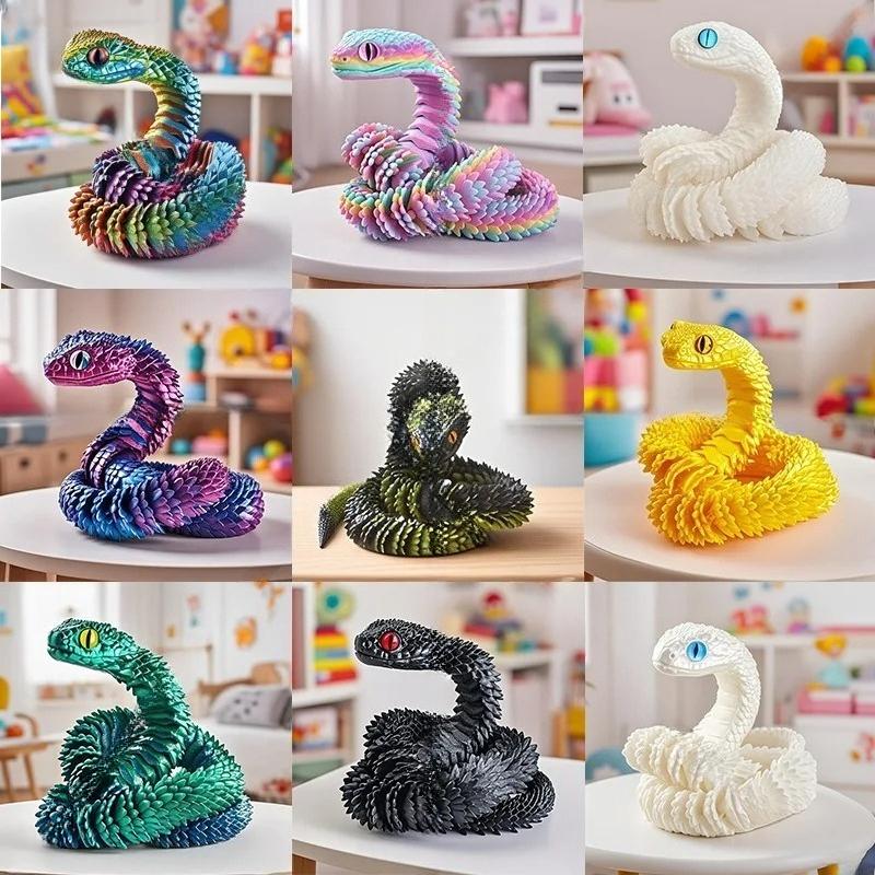 3D Creative Printed Toys Snake Model Sensory Toys Desktop Ornament 3D Printed Snake Desktop Articulated Snake Collectibles