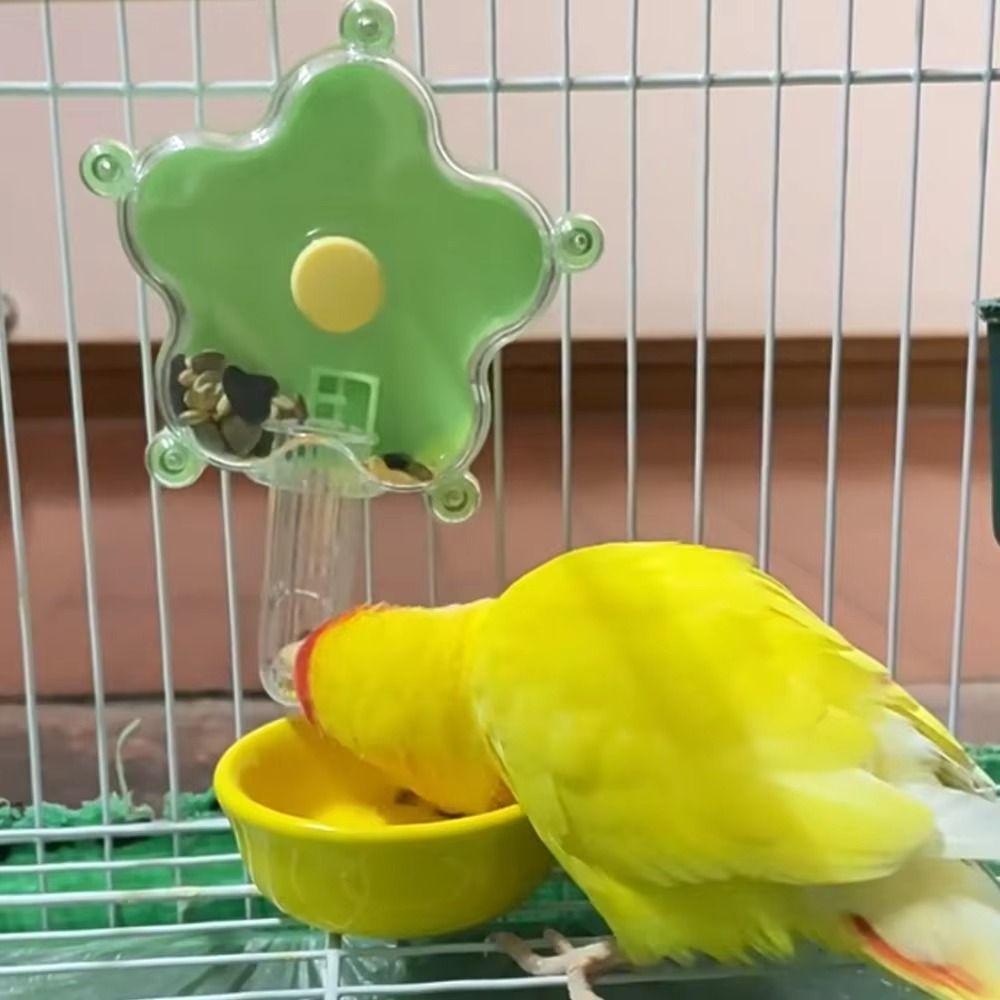 Plastic Parrot Foraging Feeding Toy Stress Relief Flower-Shape Rotating Wheel Birds Toy Cage Accessory Interactive Play