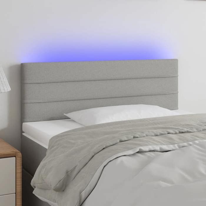 VidaXL Tête de Lit à LED Meuble de Chambre à Coucher Accessoire de Lit Simple Tête de Cadre de Lit Intérieur Gris Clair 3121742