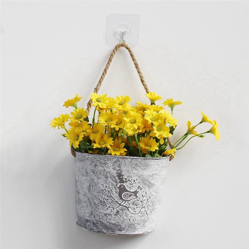 Good-Wall Hanging Planter Plant Pot Flower Basket Garden Succulent Container Metal Iron Flower Holder Home Balcony Decoration
