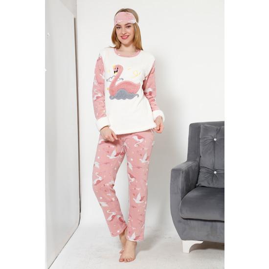 

Женская флисовая пижама с узором лебедя Akbeniz 8038