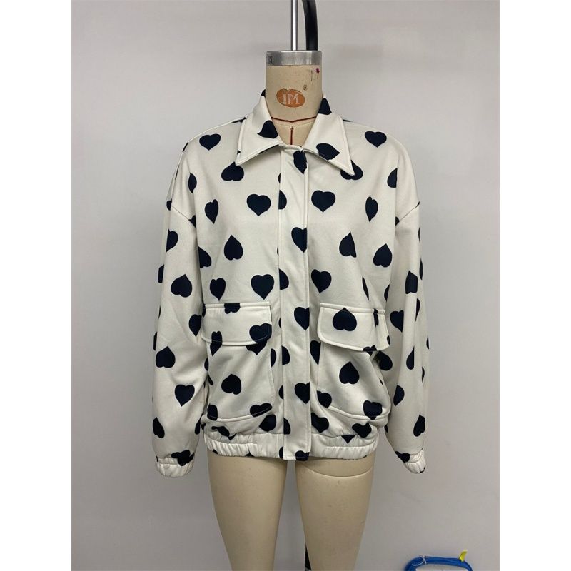 Autumn Winter Women Coat Casual Ladies Tops Fall/Winter Fashion Print Outerwear