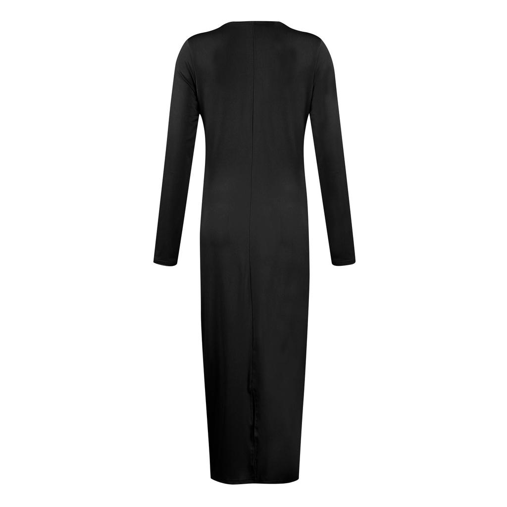 Women's Fall Long Sleeve Bodycon Maxi Dresses Sexy Ruched Neck Slim Fit Cocktail Party Dress