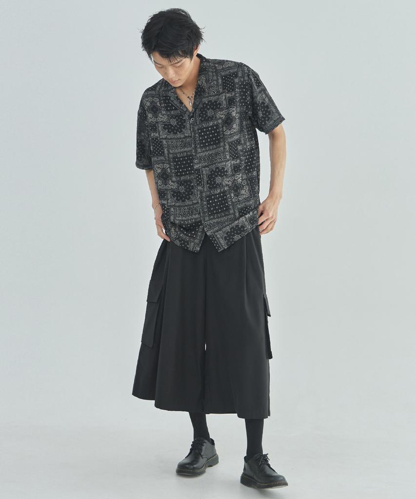 Ladeuedisyeon Rayon Culotte Cargo Pants_Black [Belt Included]