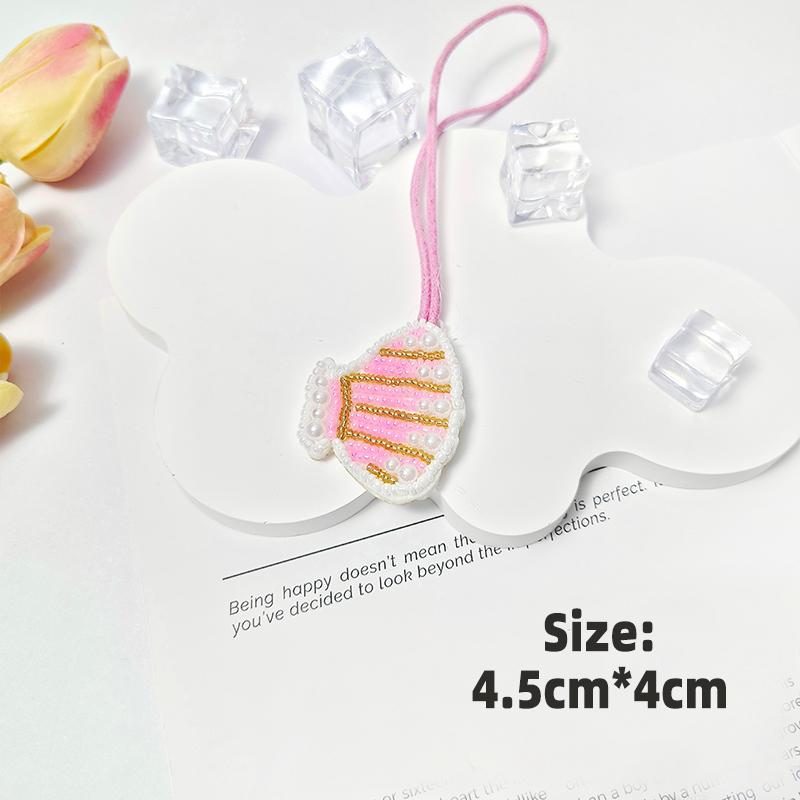 3D Ocean Theme Patches Handmade Rhinestone Beaded Patches with Hanging Rope Crystal Bag Lanyard Patch Beading Applique