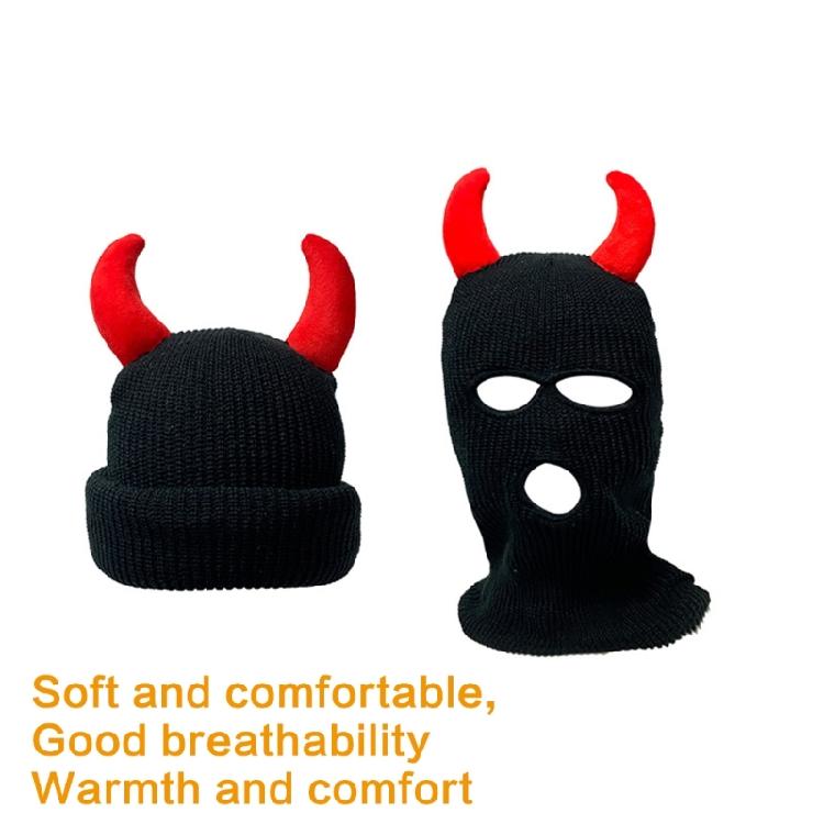 Devil Horn Halloween Caps Breathable Warm Balaclava Caps Adult Winter Cycling Hat Party Hat Soft Face Cover Caps