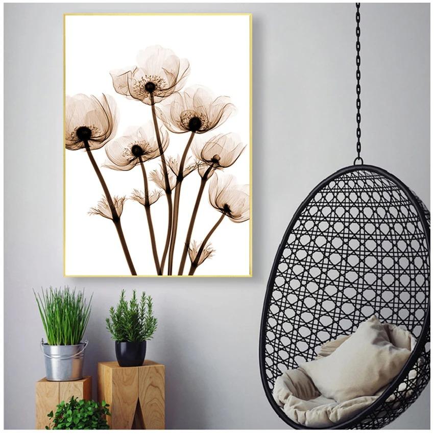 Simple Wall Decor Modern Transparent Flower Canvas Painting Art Print Picture Home Wall Decoration