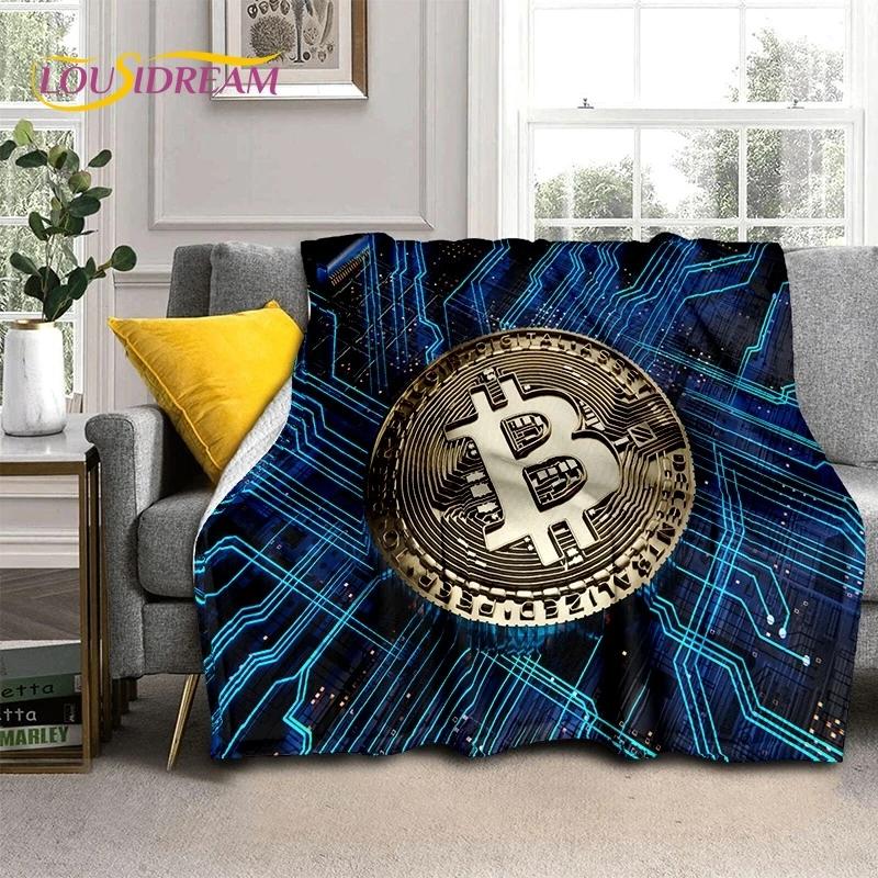 Bitcoin Virtuelle Währung NFT Weiche Flanelldecke für Betten Schlafzimmer Sofa Picknick, Überwurfdecke zum Zudecken Outdoor Freizeit Nickerchen Geschenk