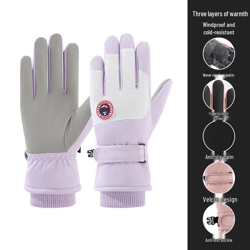 Guanti da sci invernali unisex: Foderato in Velluto, Touchscreen, Antivento e Antifreddo per Sport all'Aperto