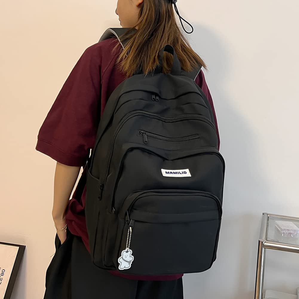 Korean Backpack for Large School High School Student Town Black [ZESU] Women, Capacity, Rucksack, Backpack, Men's, Lightweight, Men's, Women's,