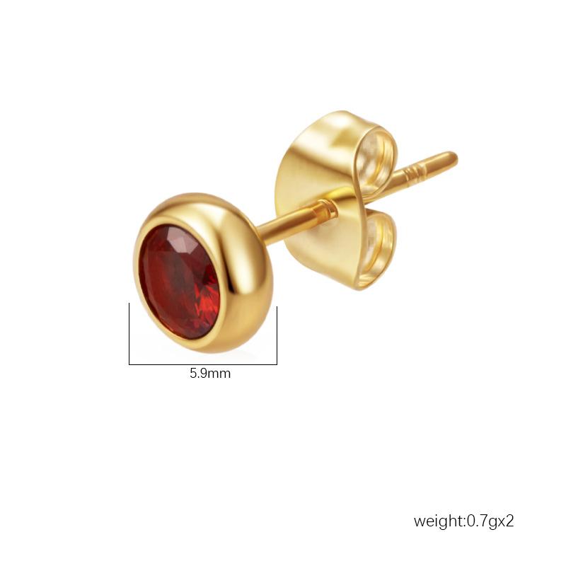 Special for round stainless steel zircon stud earrings women's trend versatile multi-color earrings PVD18K real gold earrings