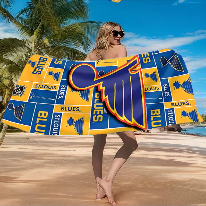 Blues Louis Crest Beach Towel Microfiber Beach Towel, Lightweight and Quick-Dry, for Summer Travel, Swimming Pool Fan Birthday Gift