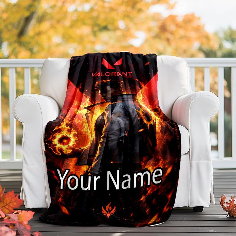 Custom Name Valorant Theme Printed Blanket - Perfect for Couch, Bed, Travel & Outdoor Use | Machine Washable, Cozy & Durable.