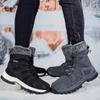 Couple Lace-up Snow Boots Fur-lined Half Boots Plush Cotton Shoes Anti-slip Winter Warm Outdoor Sneakers Wear-resistant