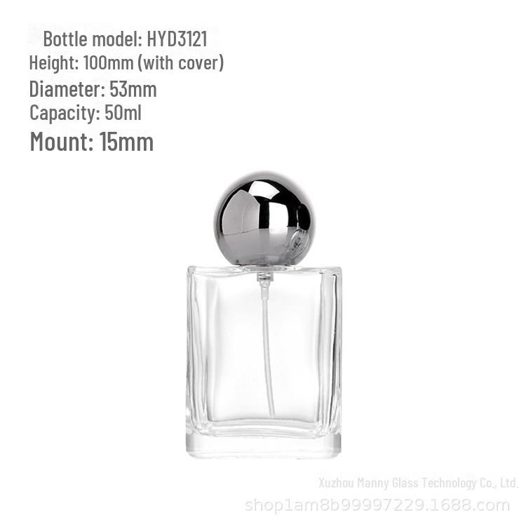 Square Transparent Glass Perfume Bottle - 25ml/50ml Spray & Water Replenishment
