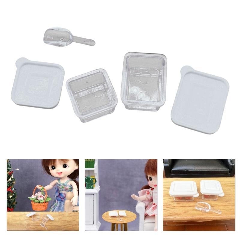 Fashionable Small Food Storage Box Set for Dollhouses Decoration Assorted Sizes Food Containers Daily Casual Use