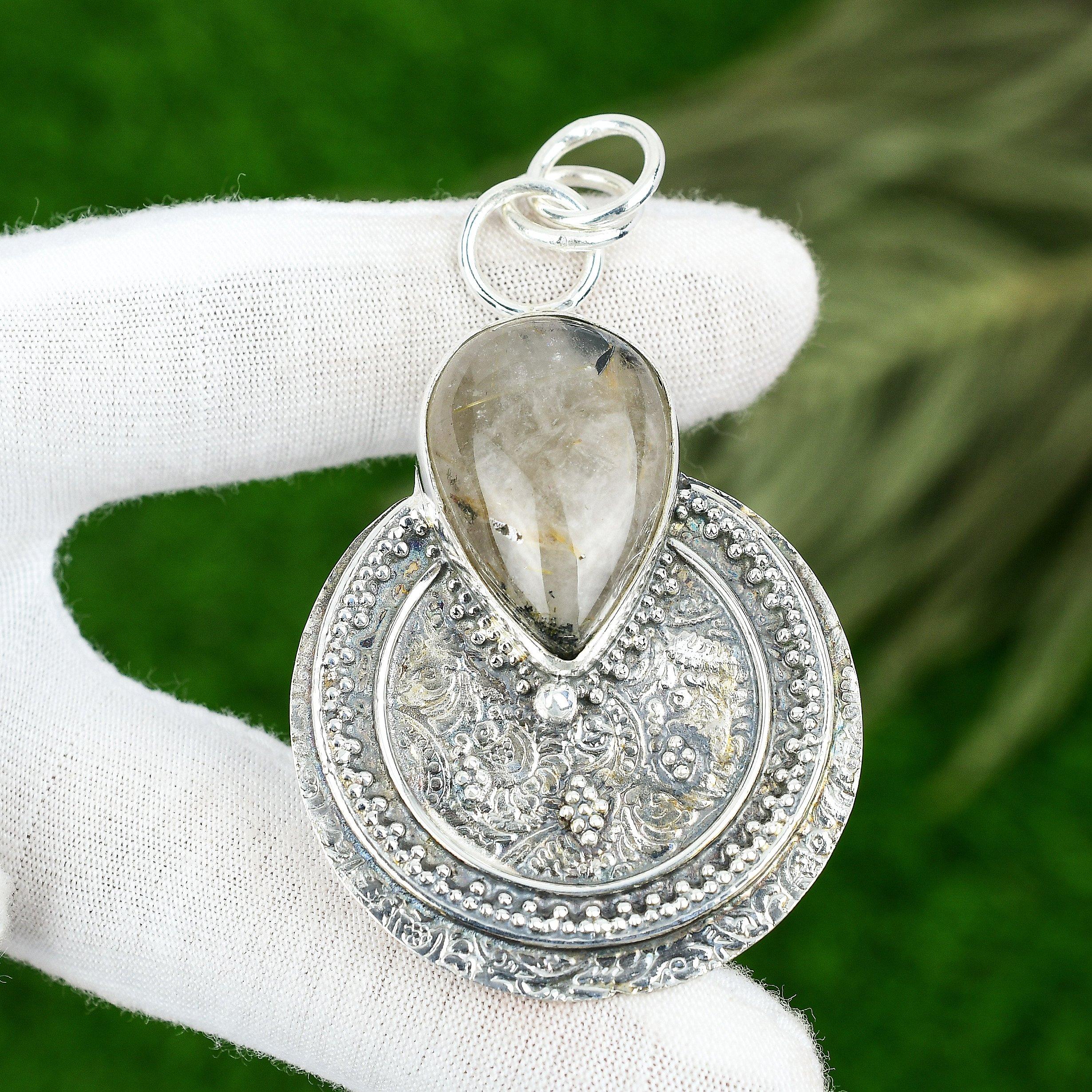 Распродажа ко Дню матери 925 пробы Золотой рутил Драгоценный камень Помол Сестра Новый кулон