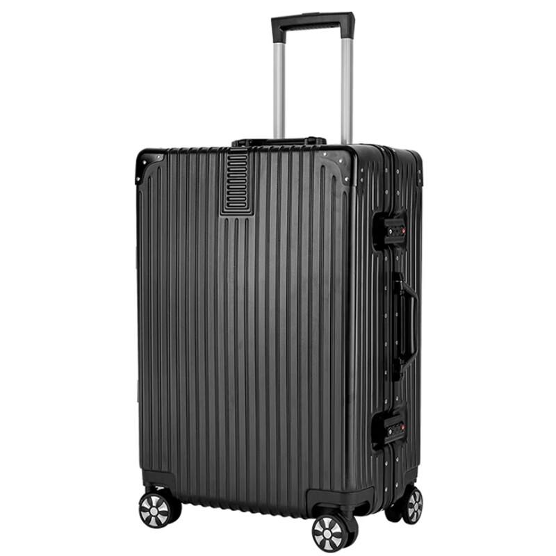 Classic Stripe Aluminum Frame Spinner Luggage