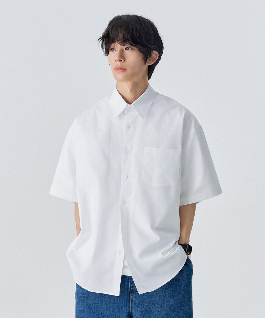 STENDS [M~4Xl] Flow Cotton Short Sleeve Shirt_White