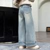 Girls' Jean Denim Wide Leg Pants for Spring and Autumn Fashionable Korean Loose Straight Leg Pants