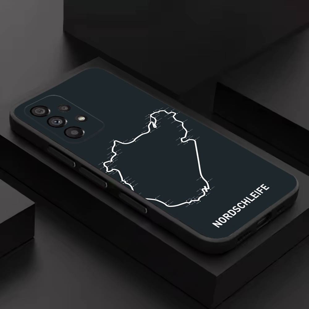 Nurburgring Sport Car Cool Phone Case For Samsung S 26,25,24,23,22,30,21,10,9,Ultra,Plus,Lite,FE,4,5G Black Soft Case
